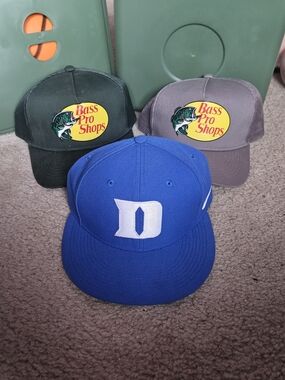 Set Of 3 Hats - Duke Blue Devils Fitted Hat And 2 Bass Pro Hats
